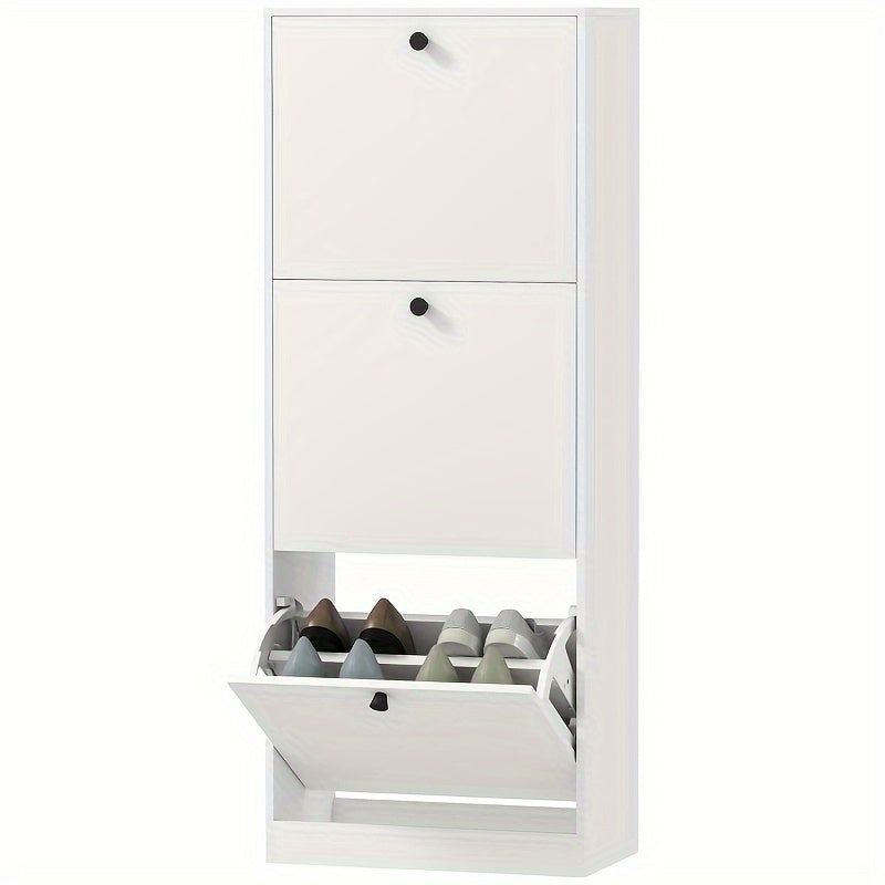 Schoenenkast – Schoenrek – Schoenopberger – Schoenkastje – Schoenenbak – Modern – Smal – Verstelbaar – 12 Paar – Wit – Metaal – 47x26x120 cm