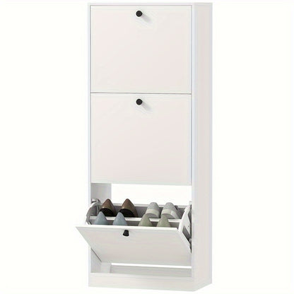 Schoenenkast – Schoenrek – Schoenopberger – Schoenkastje – Schoenenbak – Modern – Smal – Verstelbaar – 12 Paar – Wit – Metaal – 47x26x120 cm