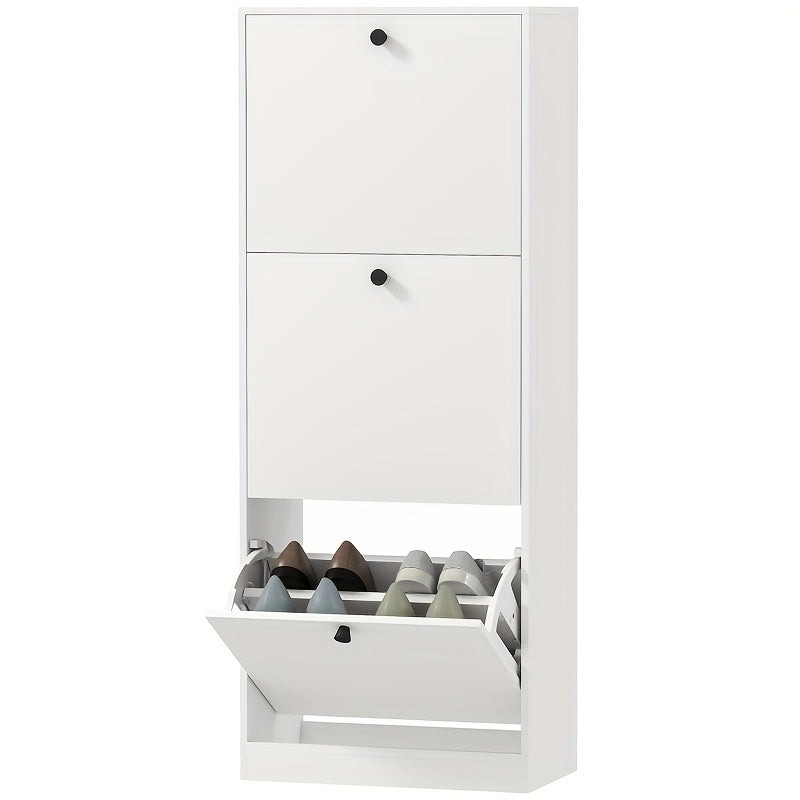 Schoenenkast – Schoenrek – Schoenopberger – Schoenkastje – Schoenenbak – Modern – Smal – Verstelbaar – 12 Paar – Wit – Metaal – 47x26x120 cm