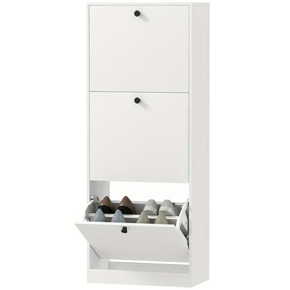 Schoenenkast – Schoenrek – Schoenopberger – Schoenkastje – Schoenenbak – Modern – Smal – Verstelbaar – 12 Paar – Wit – Metaal – 47x26x120 cm