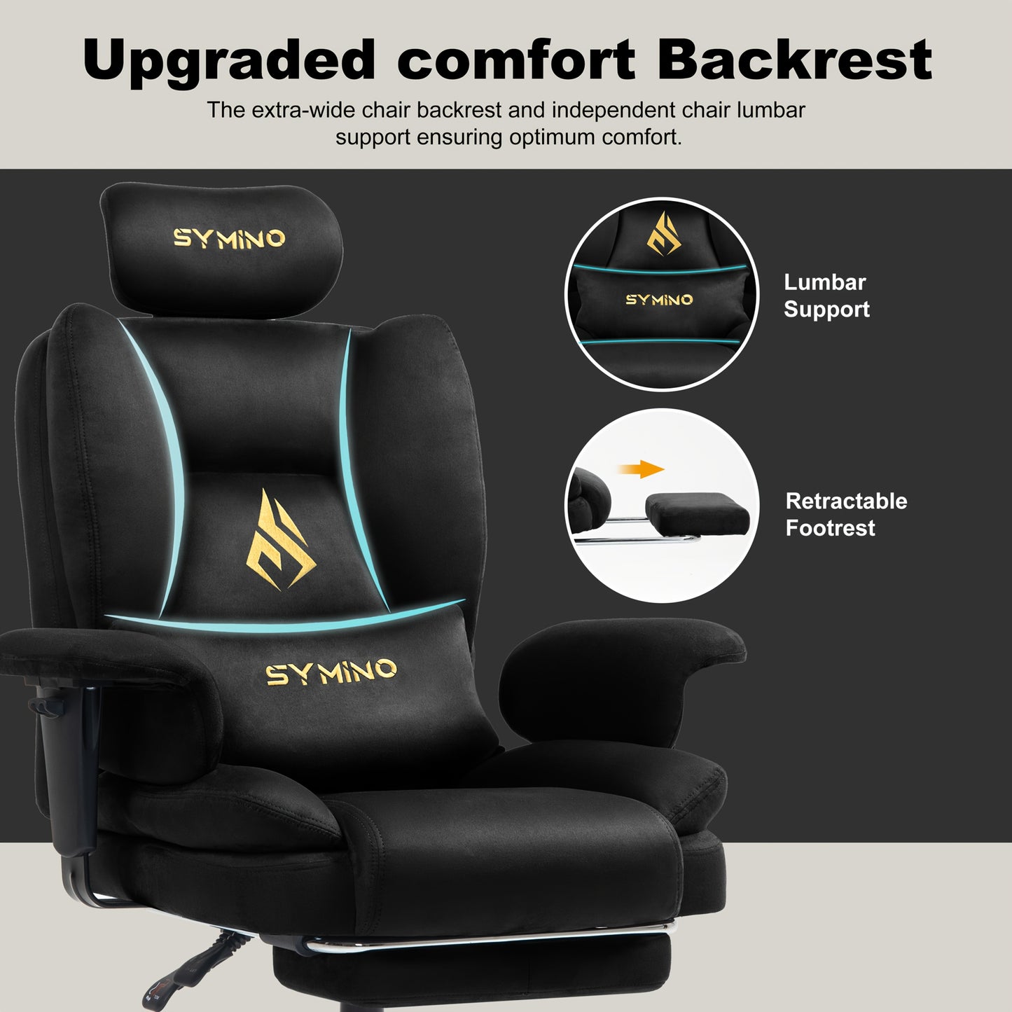 Gamingstoel – Gamestoel – Game Stoel – Gaming Chair – Bureaustoel – Ergonomisch Ontwerp – Memory Foam Zitkussen – Zwart