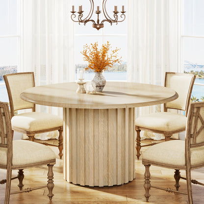 Ronde Eettafel – Ronde Tafel – Eetkamertafel – Keukentafel – Eethoektafel – Compact Design – Gelamineerd Spaanplaat & Metalen Onderstel – 119,99 cm Diameter