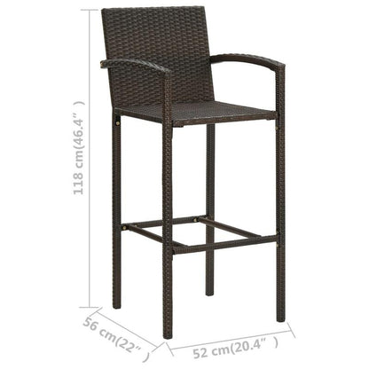 2-Pack Brown Woven Resin Bar Stools: Lightweight, Stable, Perfect for Outdoor Bars and Patios, Modern Woven Design with Terrace Height