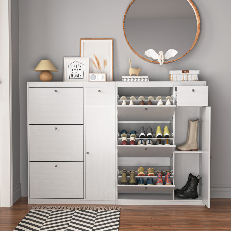 Schoenenkast – Schoenenrek – Schoenenopberger – Schoenenmeubel – Schoenenbank – Kantelfunctie – Massief Hout – 3 Uitklapbare Vakken – Smal Design
