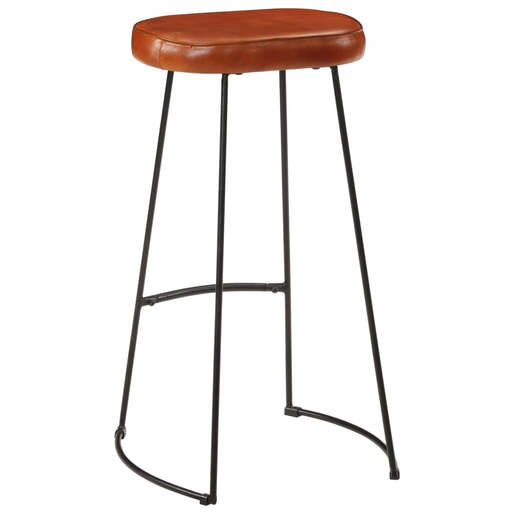 Barset – Barkrukken – Bar Stoelen – Bistro Set – Keukenbar Set – Massief Mangohout – Industrieel Metalen Frame – Comfortabele Zitting – Kunstleer Bekleding – Bruin
