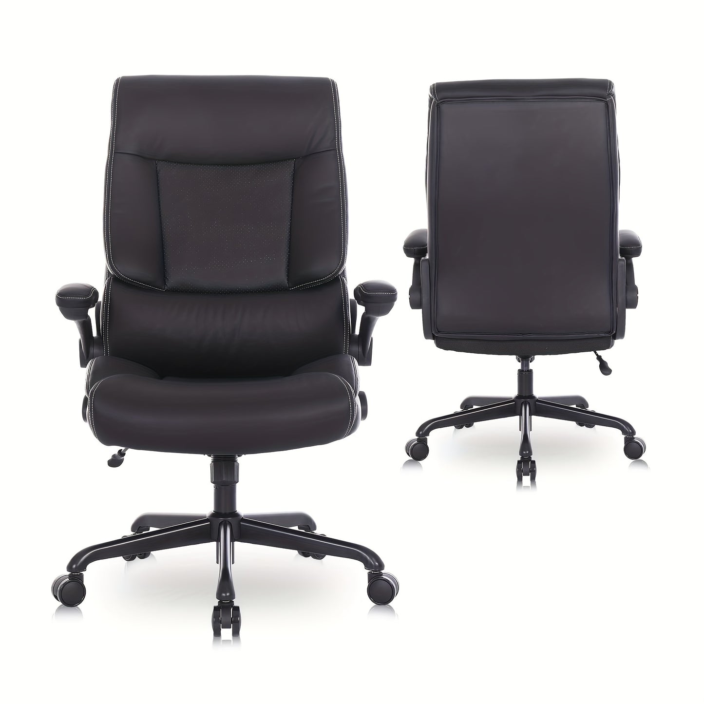Grote Bureaustoel – Grote Werkstoel – Stevige Bureaustoel – Ergonomische Stoel – Bureaustoel Beige – Maximaal Draaggewicht 226,8 kg – Flip-up Armleuningen