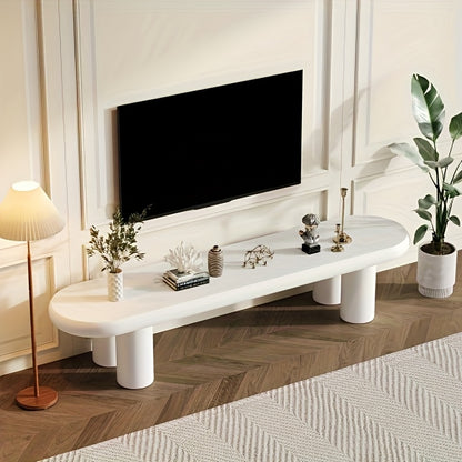 Tv Meubel – Tv Kast – Tv Stand – Tv Dressoir – Entertainment Meubel – Wit Bamboe – 160x40x40 cm – Stevig Met 4 Poten – Direct Gebruiksklaar
