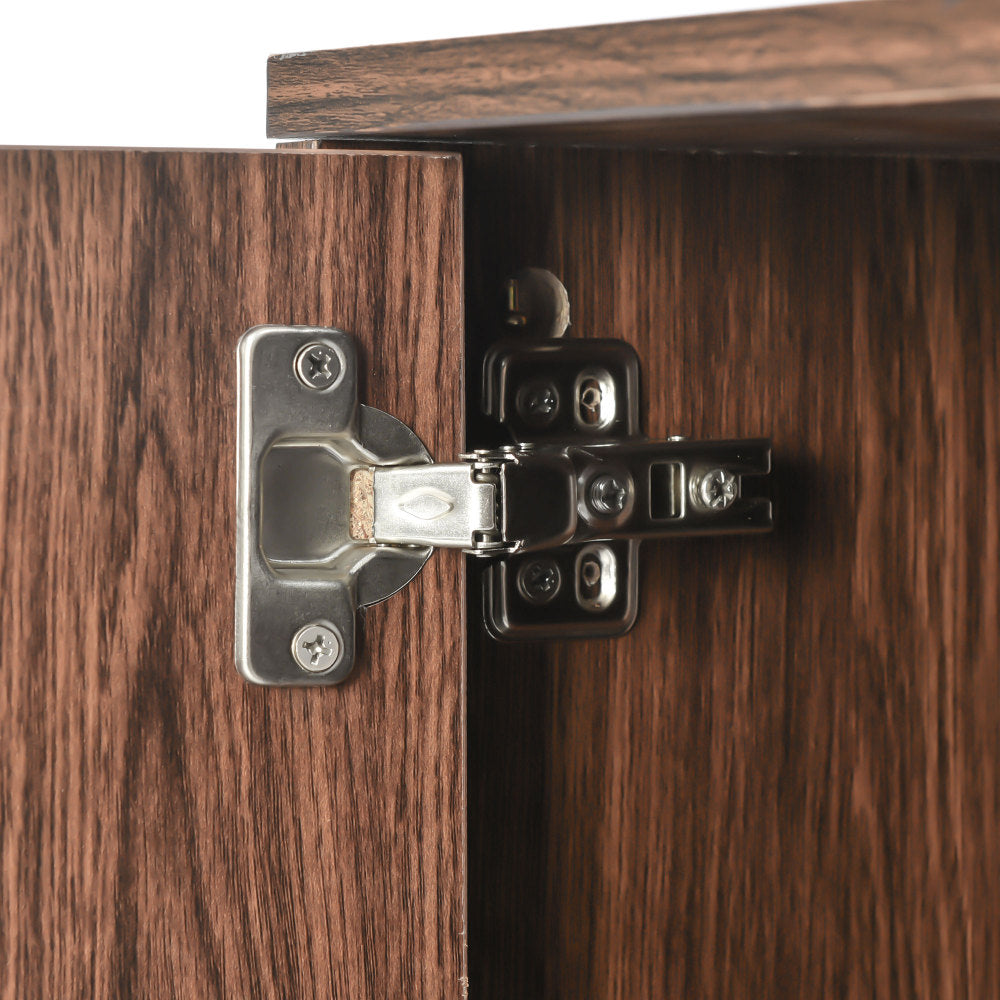 Three-Door Sideboard | Unique Design, Stylish Details, Ample Storage Space, Solid Wood Veneer Doors with Textured Surface, Veneered Interior, Includes Small Cabinet with Golden Accents