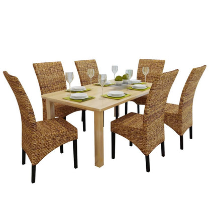 Eetkamerstoel – Eettafelstoel – Keukenstoel – Stoel – Kuipstoel – Set van 6 – Handgeweven Abaca Zitting – Massief Houten Frame