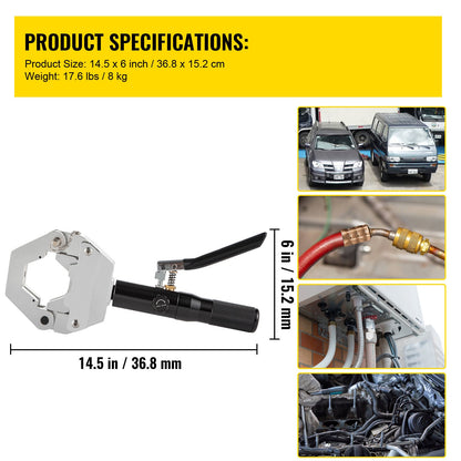Slangtang – Slangklemtool – Hydraulische Crimpzetter – Handgereedschap – Slangverwijderaar – Aluminiumlegering – 7 Wisselbare Matrijzen – Compact & Gebruiksvriendelijk