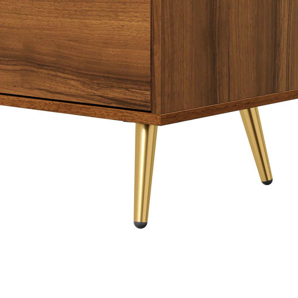 Modern TV Stand with Golden Metal Legs & Glass Top - Extra Long 180cm Media Console, Heavy-Duty Metal Construction, Built-in Storage Cabinet with Open Shelves & Closed Cabinets, Minimalist Living Room Furniture for Large TVs,