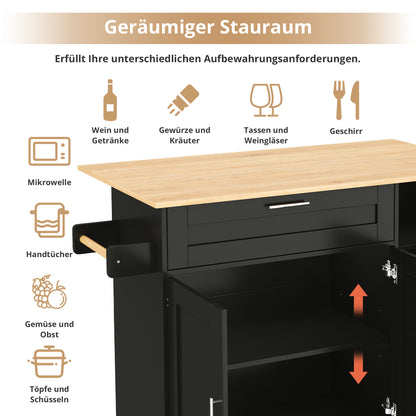 Keukentrolley – Keukenwagen – Serveerwagen – Keukenrek – Mobiele Keukentrolley – Uitschuifbaar Werkblad – 132,5x44-70x90 cm – Hout Met Eikenlook
