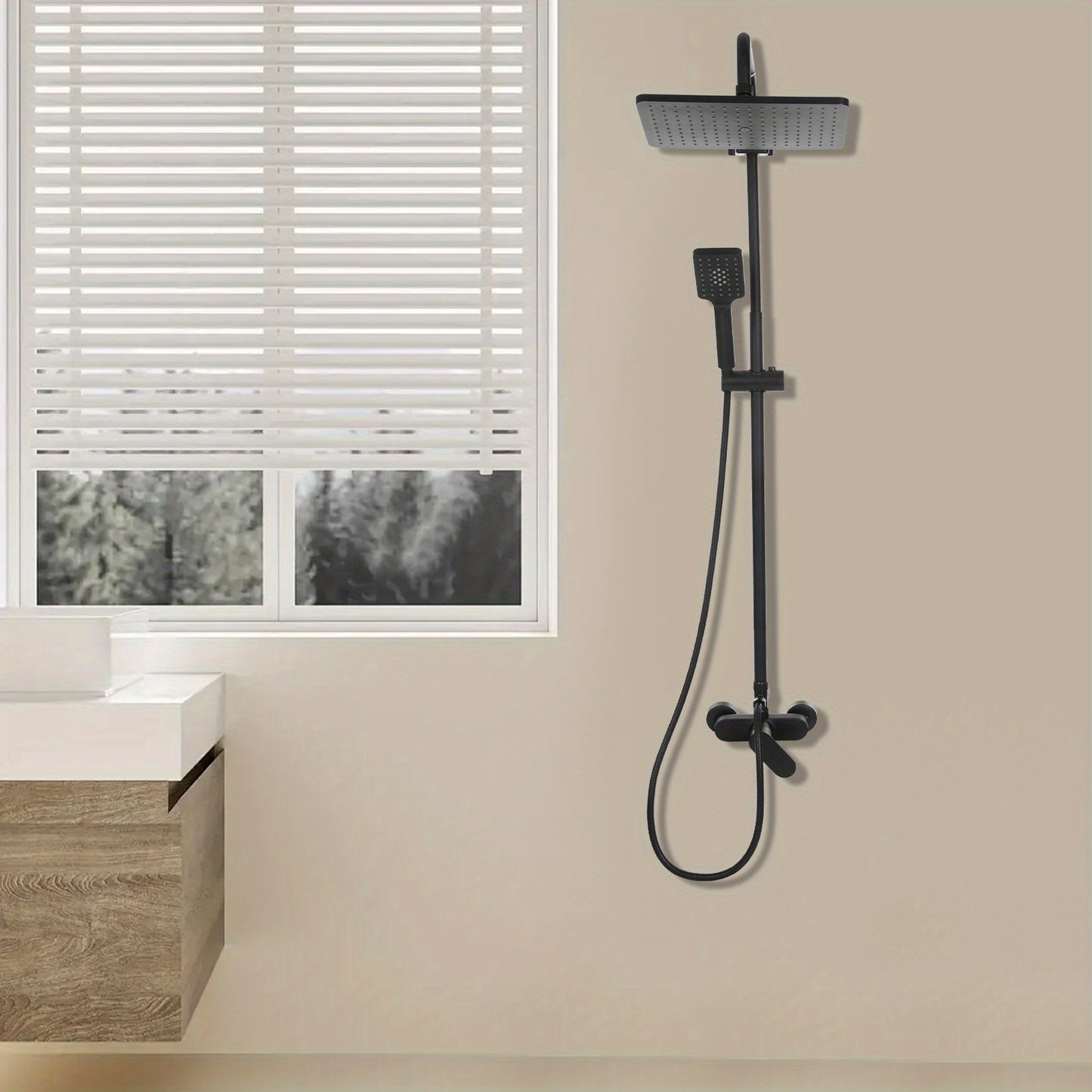 Badkraan – Badmengkraan – Douchekraan – Handdouche – Thermostaatkraan – Waterbesparend – Mat Zwart Met Chroom