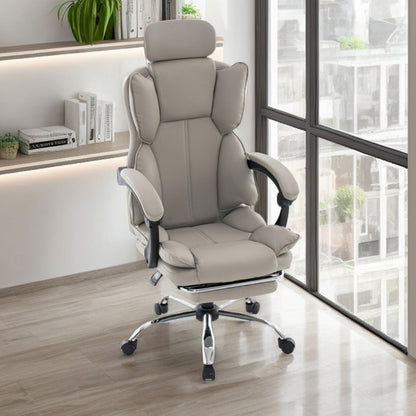 Ergonomische Gamingstoel – Bureaustoel – Gamelstoel – Werkstoel – Studiefauteuil – Verstelbare Zithoogte – PU Lederen Bekleding – Paars-Wit – Rugondersteuning – 5-Wielbasis Voor Tapijt