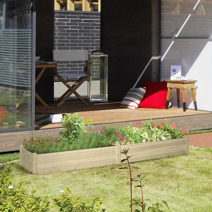 Extra Long 244cm (96") Solid Wood Raised Garden Bed - Large Rectangular Planter Box with 2 Planting Sections, Weatherproof Outdoor Flower & Vegetable Garden Bed for Patio, Balcony, or Yard - Sturdy Construction, Ideal for Veg