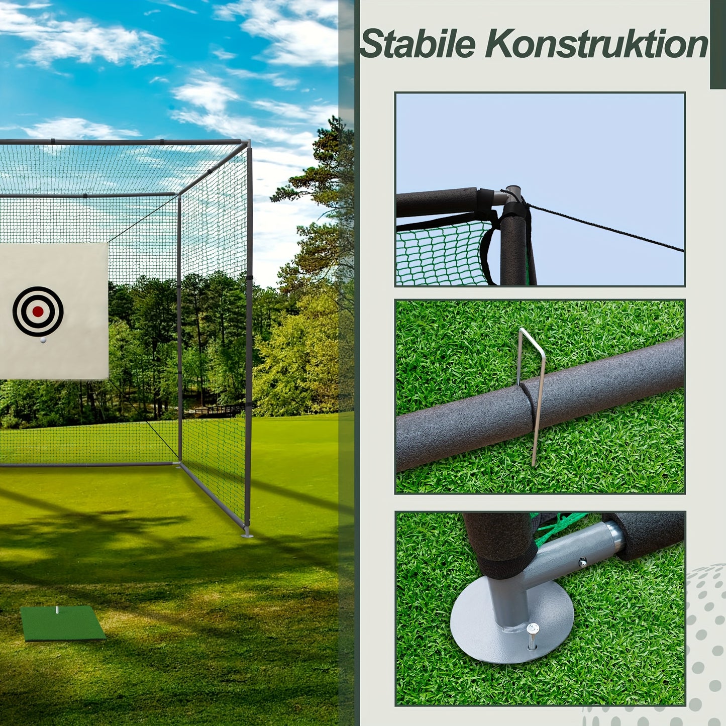 Golf oefenkooi – golf net – slagkooi – oefenkooi – trainingsnet – 3x3x3 meter – stevig stalen frame – scheurvast knotloos net