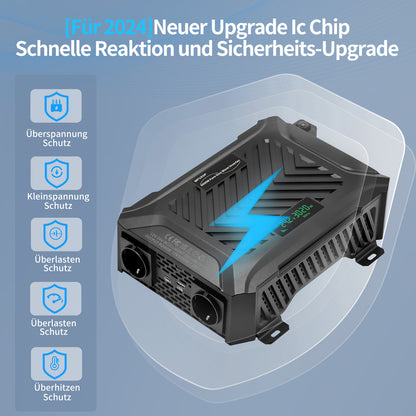 Omvormer – Spanningsomvormer – Stroomomzetter – DC naar AC Converter – Energieomvormer – Dual Voltage 12V/24V – 1500W/3000W Continu Vermogen – Pure Sinusgolf Met LCD Display & Intelligente Spanningdetectie
