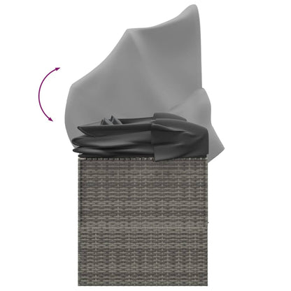 Loungebed – Loungestoel – Zonnebed – Ligbed – Verstelbare Canopy – Poly Rattan – Gepoedercoat Stalen Frame
