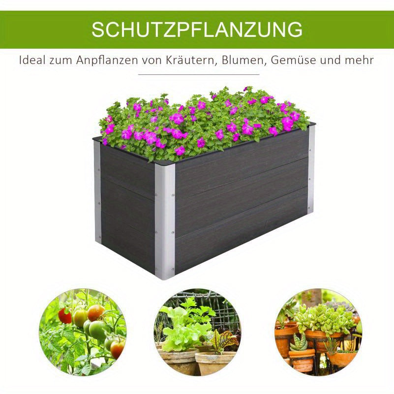 Verhoogde Plantenbak – Tuinbak – Plantbed – Bloembak – Moestuinbak – Weerbestendig WPC & Aluminium – 100x50x50 cm – Zonder Bodem – Makkelijk Montage