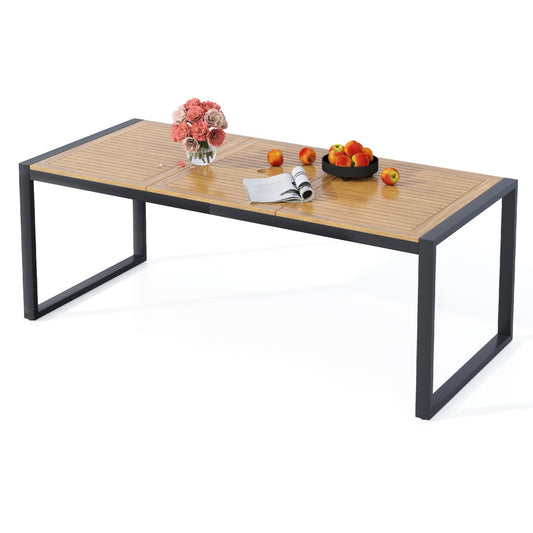 Tuintafel – Buiten Tafel – Eettafel Tuin – Terrastafel – Balkon Tafel – Acaciahout – 200x90cm – Parasolgat – 8 Personen
