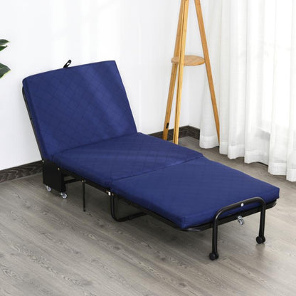 Opklapbed – Opvouwbaar Bed – Logeerbed – Relaxstoel – Slaapbed – Verstelbaar Stalen Frame – Comfortabele Foam Matras – 3-standen – Compact 184x65x26 cm