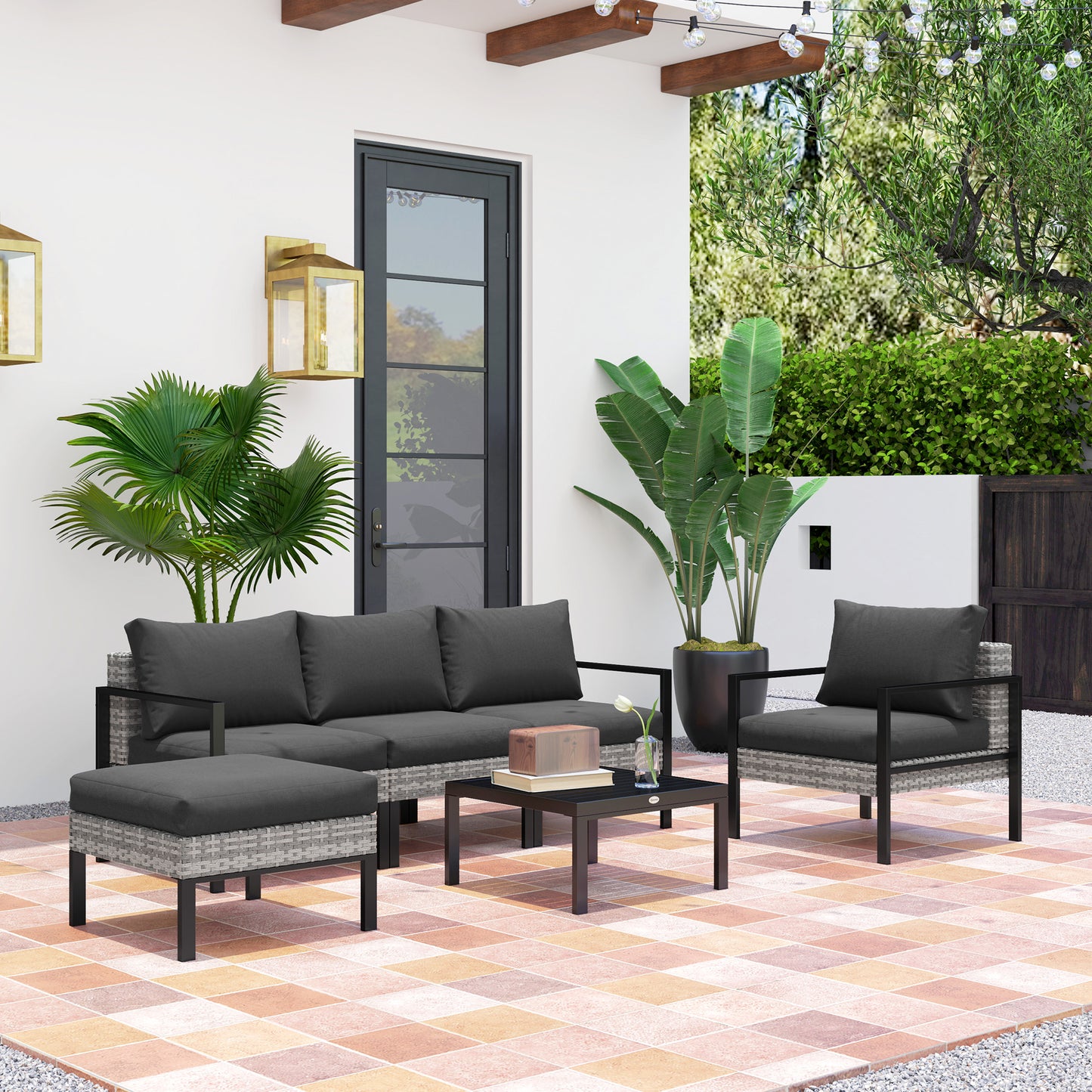 Tuinmeubelset – Buitenmeubelen – Loungeset – Balkonset – Garden Set – Lichtgrijs – Stevig Metalen Frame – Afneembare Kussens