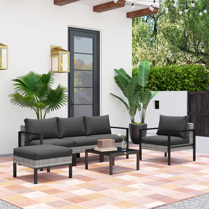 Tuinmeubelset – Buitenmeubelen – Loungeset – Balkonset – Garden Set – Lichtgrijs – Stevig Metalen Frame – Afneembare Kussens