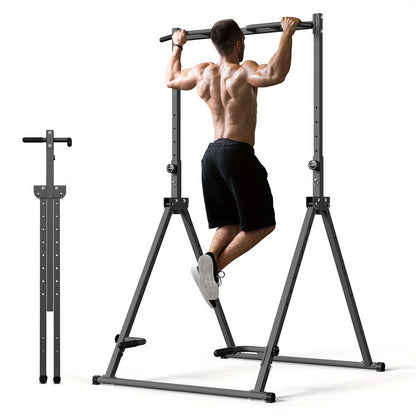 Power Tower – Krachtstation – Dipstation – Optrekstang – Fitnessstation – Inklapbaar En Verstelbaar – Stevig Koolstofstaal & Anti-Slip Rubber Voetjes