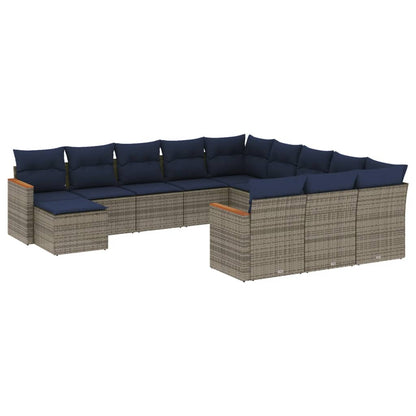 Tuinbankset – Tuinmeubelset – Tuinbank – Buitenbank – Terrasmeubelset – Grijs – Met Tafel – Weerbestendig Polyrattan – Acaciahouten Tafelblad