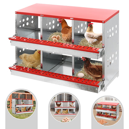 Kippenhoknestkasten – Kippennestkast – Nestkastje – Legnestkast – Kippenlegkast – 6 Compartimenten – Gegalvaniseerd Staal – Automatisch Eierrollen – Ventilatie – Duurzaam & Roestbestendig