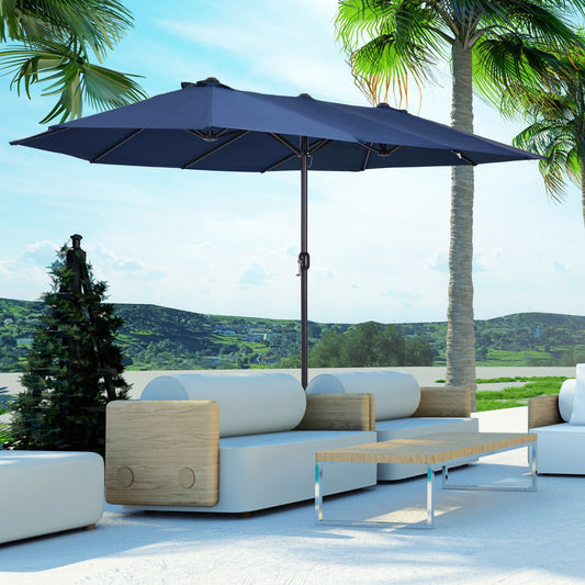 Parasol – Tuinparasol – Marktparasol – Dubbele Parasol – Terrasparasol – Handmatige Zwengel – Groot Ovaal 460x270 cm – Windbestendig Polyester
