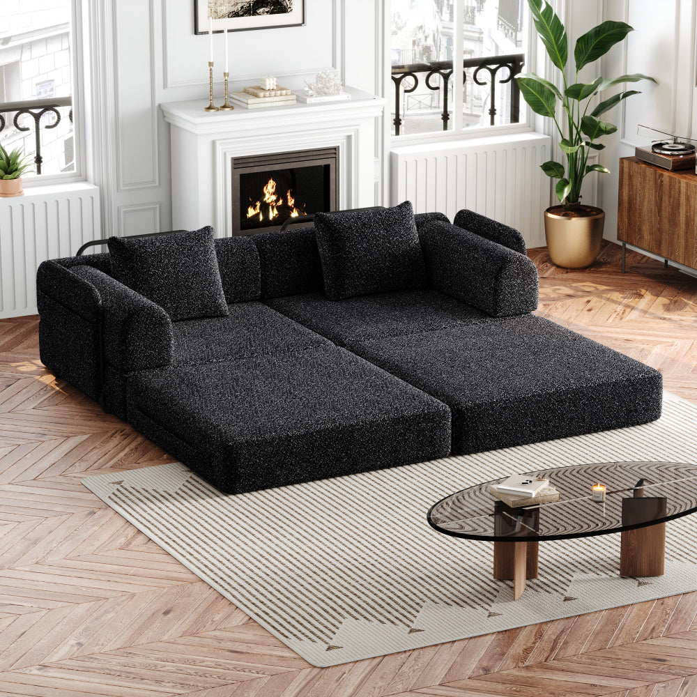 2-Zits Slaapbank – Slaapbank Met Chaise Lounge – Bedbank – Divan – Slaapbank Compact – Chenille Bekleding – Duurzaam Stevig Frame