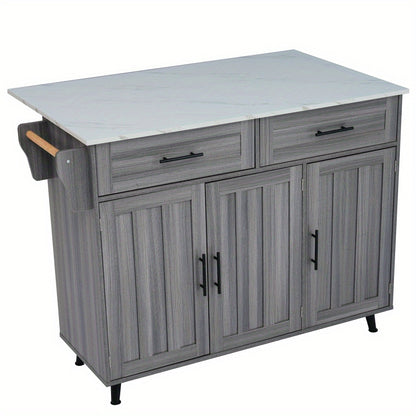 Dressoir – Sideboard – Opbergkast – Buffetkast – Ladekast – Modern Design – Opvouwbaar Tafelblad & Wieltjes – Ruime Opbergruimte Wit Donkerbruin 129x46x91,5 cm