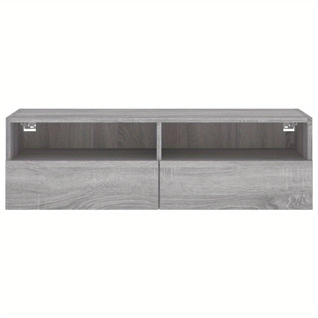 TV Wall Cabinet Grey Sonoma 100x30x30cm Engineered Wood TV Stand Entertainment Center with Storage, Media Television Table for Living Room Bedroom
