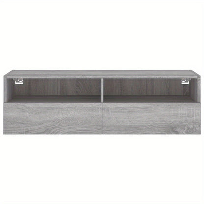 TV Wall Cabinet Grey Sonoma 100x30x30cm Engineered Wood TV Stand Entertainment Center with Storage, Media Television Table for Living Room Bedroom
