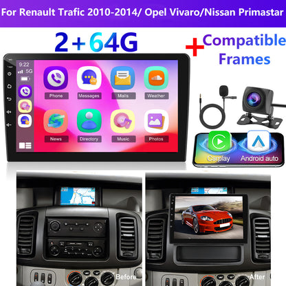 Android Autoradio – Multimedia Systeem – Touchscreen Radio – In-Car Entertainment – Navigatiesysteem – 10 Inch Scherm – Draadloos CarPlay & Android Auto – AHD Achteruitrijcamera & GPS Navigatie