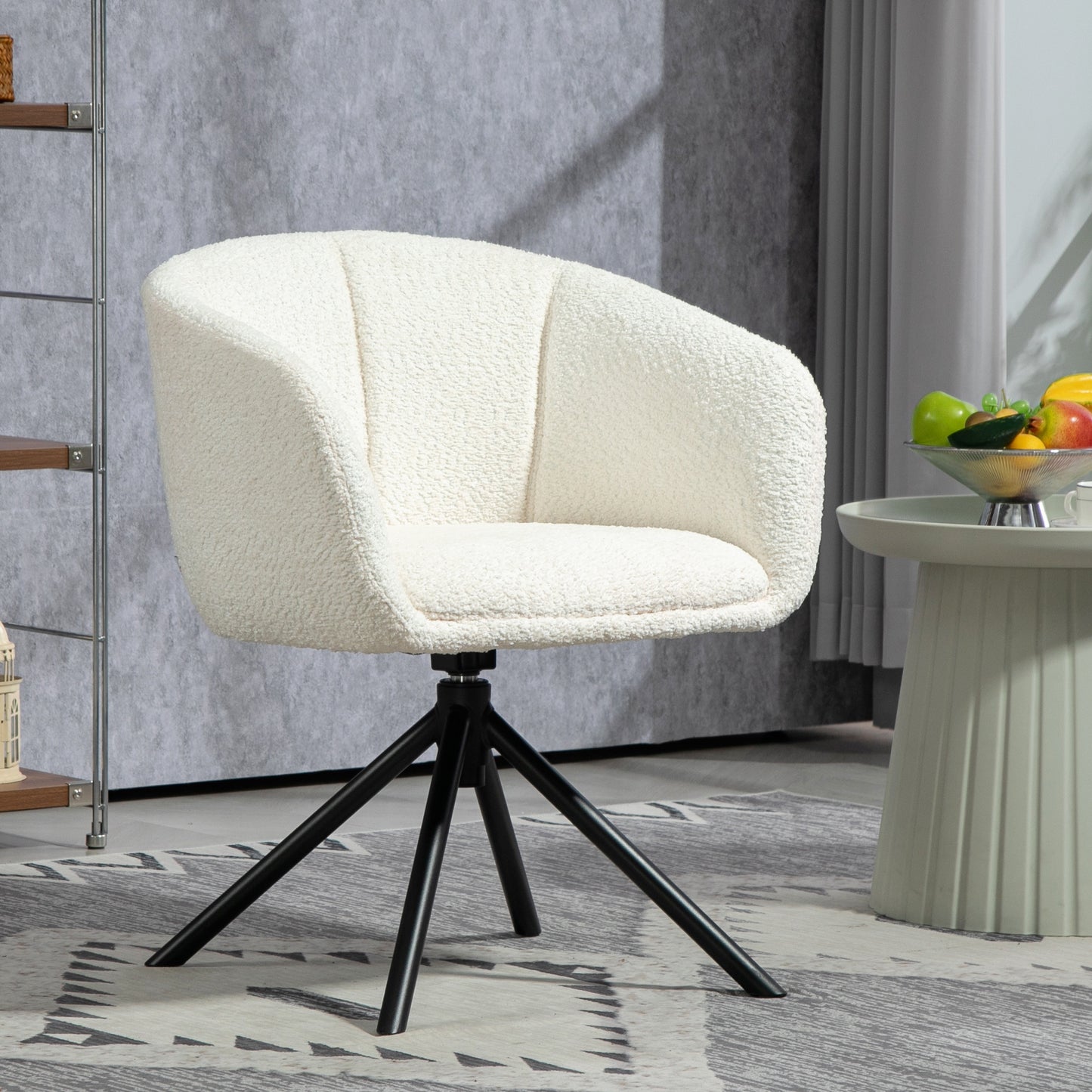 Draaifauteuil – Loungefauteuil – Armstoel – Eetkamerstoel – Draaibare Stoel – Linnenlook Stof – Metalen Poten – Comfortabel Zitvlak