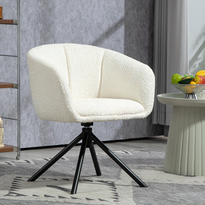 Draaifauteuil – Loungefauteuil – Armstoel – Eetkamerstoel – Draaibare Stoel – Linnenlook Stof – Metalen Poten – Comfortabel Zitvlak