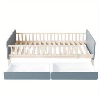 Eenpersoonsbed – 1-Persoonsbed – Stapelbed – Kinderbed – Ledikant – Metaal Frame – Stoffen Hoofdbord – 140x200 cm – Max 300 kg Belastbaar
