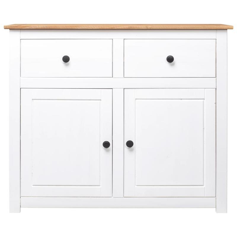 Sideboard – Dressoir – Opbergkast – Kast – Wit – Massief Dennenhout – Verwijderbare Opbergboxen – 93x40x80 cm – Praktisch & Stijlvol