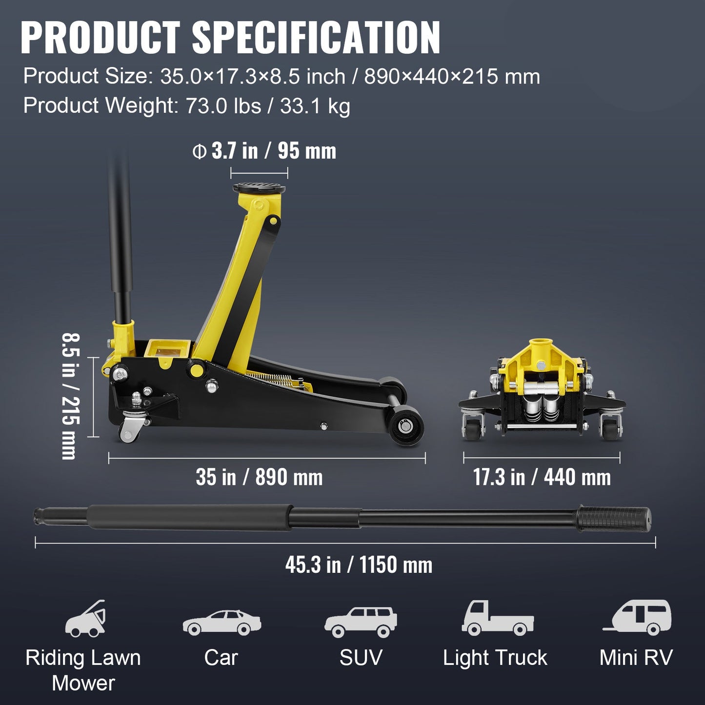 Vloerkrik – Krikwagen – Auto Krik – Hydraulische Krik – Wagenkrik – 3 Ton Hefvermogen – Dubbele Zuigerpomp