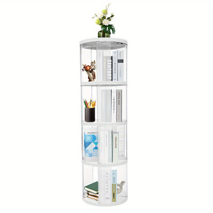 Boekenrek – Boekenkast – Boekenplank – Opbergkast – Boekenstandaard – Draaibaar 360° – Ruim 4-laags – Duurzaam ABS & PET – Compact en Stijlvol – Wit
