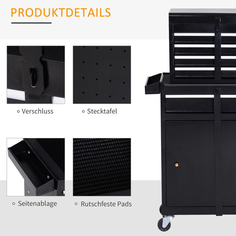 DURHAND workshop trolley tool cabinet tool box with 5 drawers 360° wheels metal 60 x 28 x 104.5cm tool box, Large Tool Box, Tool Bag, Garage Organization, Workshop Storage, Sturdy Construction, Industrial Design, Durable Met