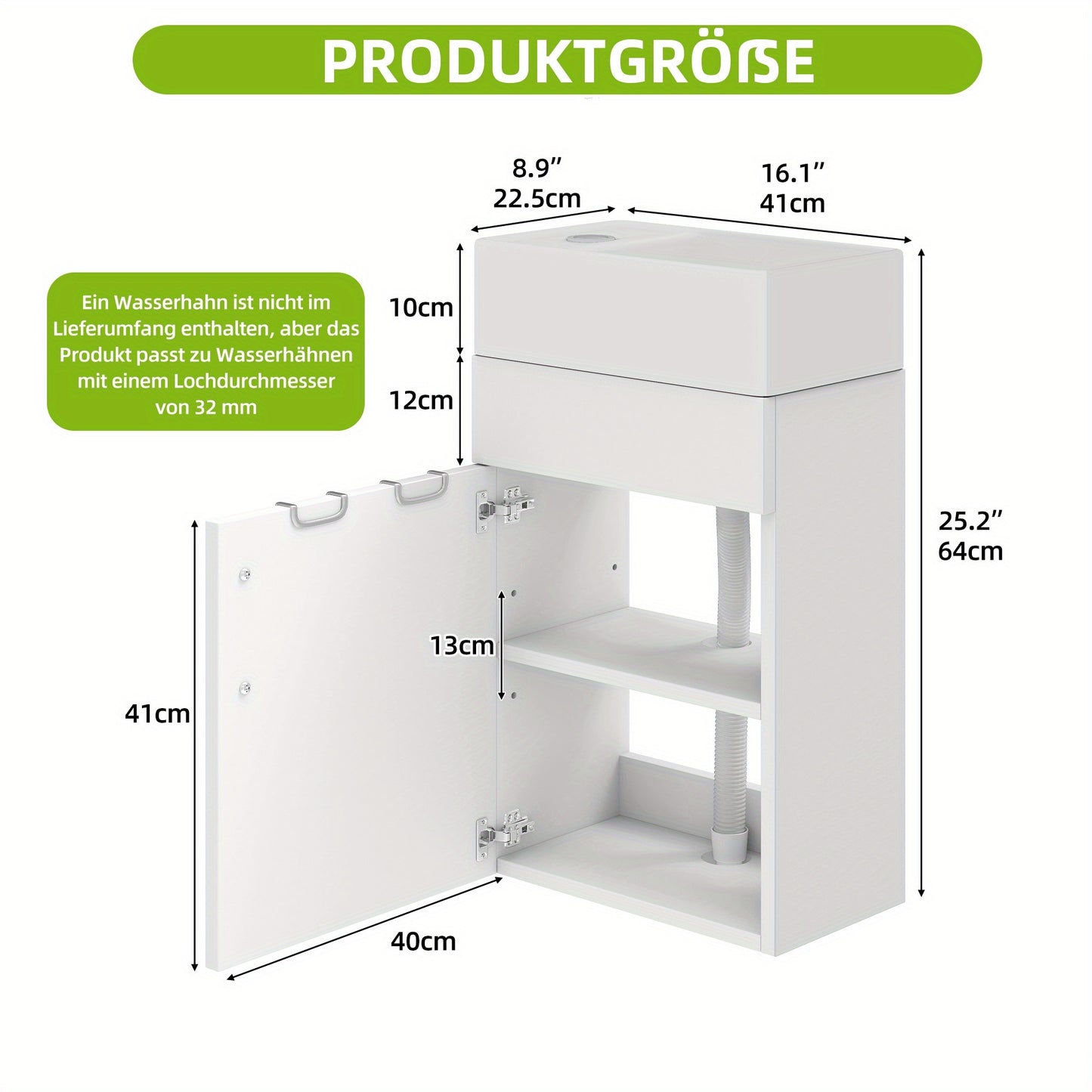Wastafelmeubel – Badkamermeubel – Opbergkast – Wastafelkast – Toiletkast – Compact Ontwerp – Keramische Wastafel Zonder Kraan