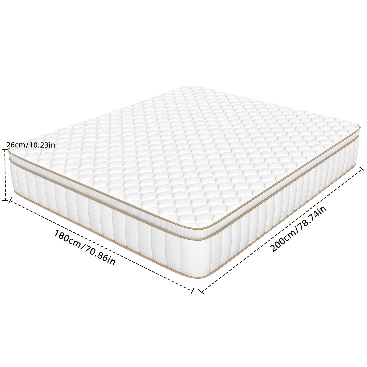 Kaluote Ergonomic Mattress 180 × 200 Cm | 7-Zone Design, Firmness H3, 26 Cm Height, Pocket Spring Core, Good Breathability, Supports The Back, Fabric And Memory Foam Material, Stainless Steel Frame, Woven Texture, No Electri