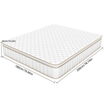 Kaluote Ergonomic Mattress 180 × 200 Cm | 7-Zone Design, Firmness H3, 26 Cm Height, Pocket Spring Core, Good Breathability, Supports The Back, Fabric And Memory Foam Material, Stainless Steel Frame, Woven Texture, No Electri