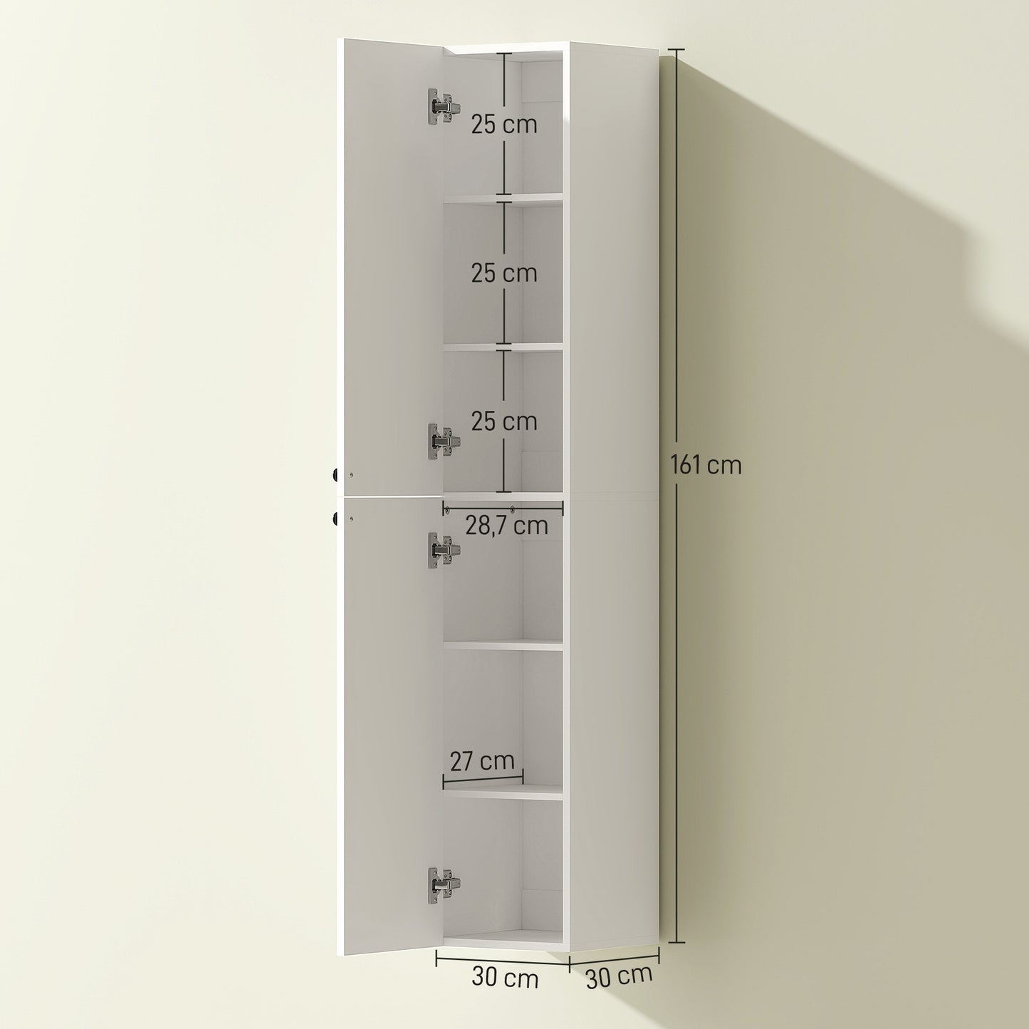 Wandkast Badkamer – Opbergkast – Toiletkast – Muurkast – Badkamerrek – Wit Gelakt – 6 Ruime Planken – Compact & Waterafstotend