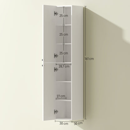 Wandkast Badkamer – Opbergkast – Toiletkast – Muurkast – Badkamerrek – Wit Gelakt – 6 Ruime Planken – Compact & Waterafstotend