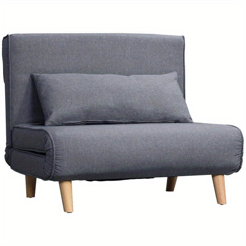 Easy-to-Assemble Modern Foldable Sleeper Sofa Bed - Adjustable Backrest Futon Couch with Thick 25D Foam, Space-Saving Scandinavian Design in Gray (-Like) & Pine Wood Legs for Small Apartments, Living Room, Bedroom, Office