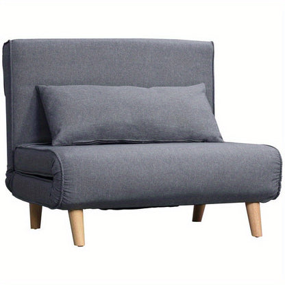 Easy-to-Assemble Modern Foldable Sleeper Sofa Bed - Adjustable Backrest Futon Couch with Thick 25D Foam, Space-Saving Scandinavian Design in Gray (-Like) & Pine Wood Legs for Small Apartments, Living Room, Bedroom, Office